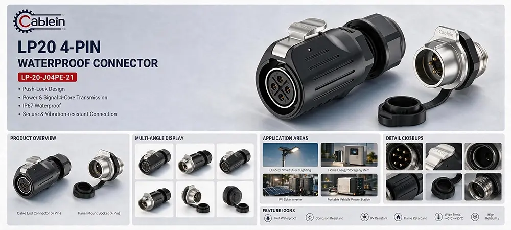 LP20 4-Pin Locking Circular Connector Product Brief