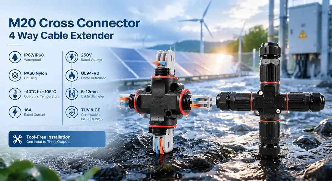M20 cross connector 4 way cable extender M20 cross connector 4 way cable extender