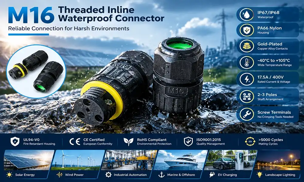 M16 threaded inline waterproof connector M16 threaded inline waterproof connector