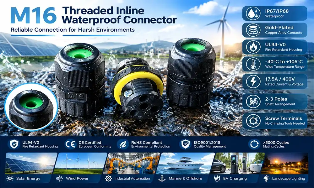 M16 threaded inline waterproof connector M16 threaded inline waterproof connector