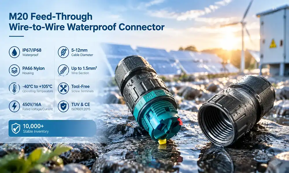 M20 feed-through wire-to-wire waterproof connector
