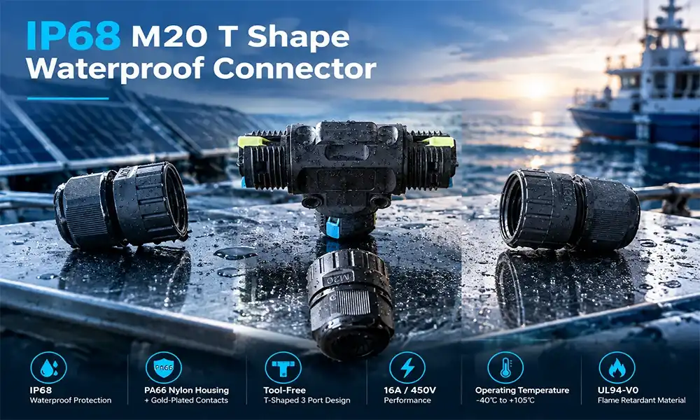 IP68 M20 T shape waterproof connector IP68 M20 T shape waterproof connector