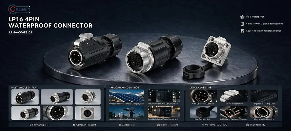 LP16 4-Pin Hybrid Metal Waterproof Connector Product Brief
