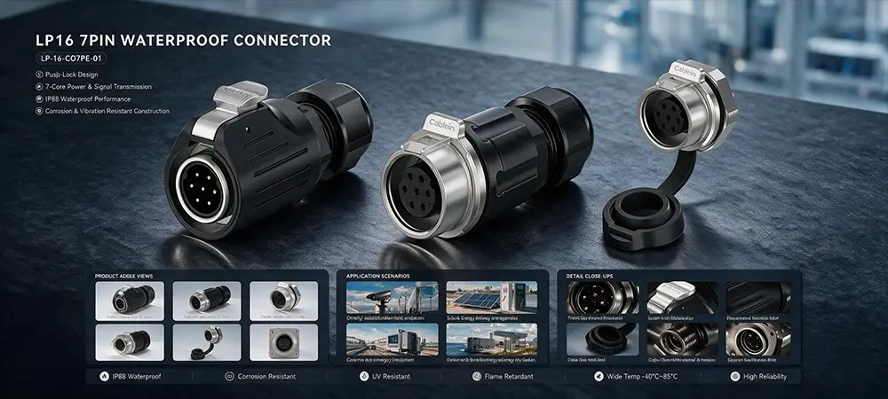 LP16 7-Pin Plug and Socket Waterproof Aviation Connector Product Brief