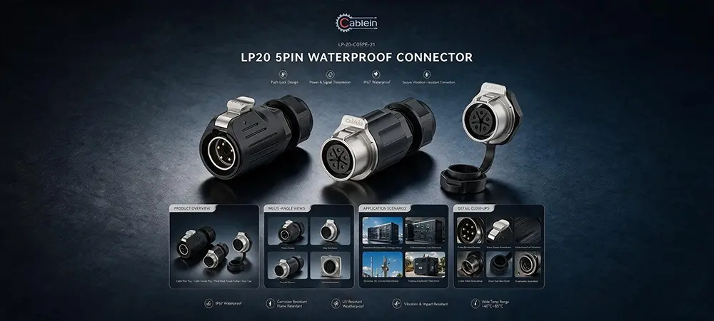 LP20 5-Pin Heavy Duty Waterproof Wire Connector Product Brief