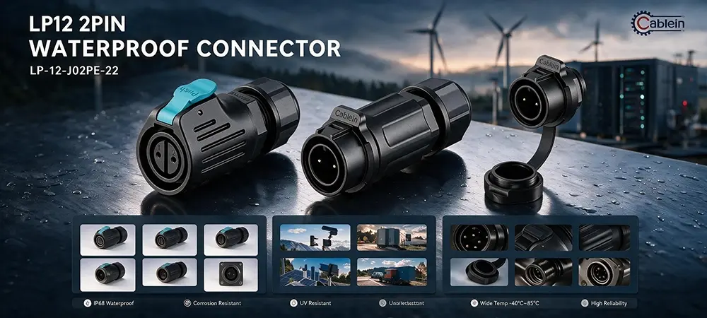 LP12 2-Pin Plastic Waterproof Compact Screw Connector Product Brief