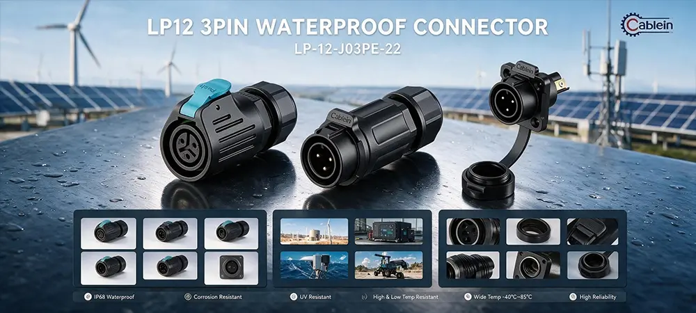 LP12 3-Pin Plastic Waterproof Micro Wire Connector Product Brief