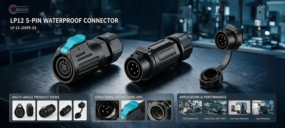 LP12 5-Pin Plastic Waterproof Solder-Type Connector Product Brief