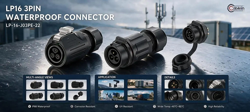 LP16 3-Pin Plastic Waterproof Field-Wireable Connector Product Brief