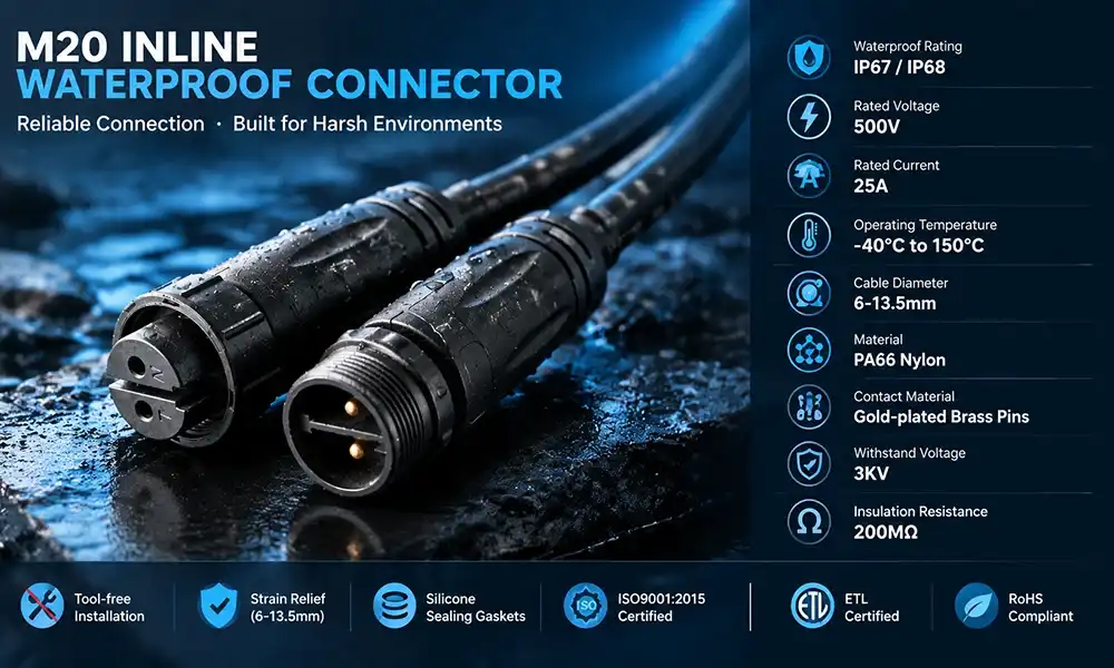 M20 inline waterproof connector M20 inline waterproof connector