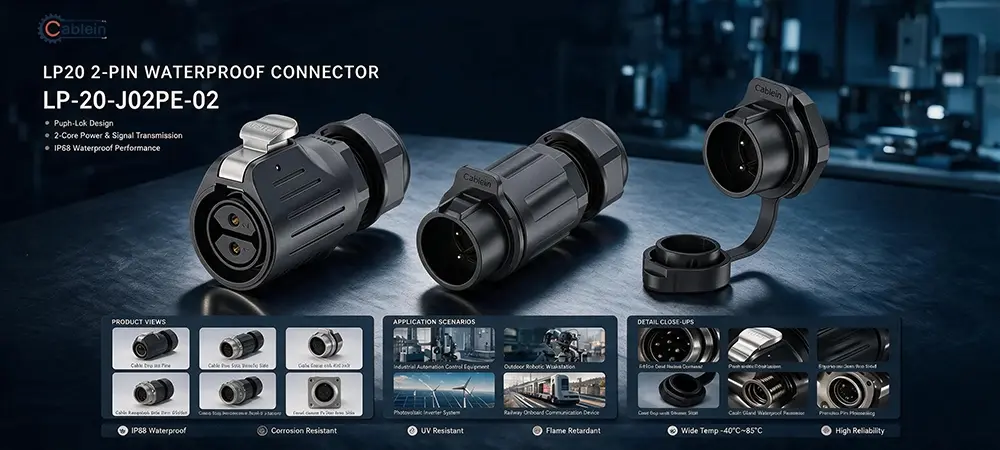 LP20 2 Pin Plastic Waterproof Circular Connector Kit Product Brief