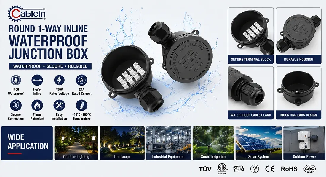 Round 1-Way Inline Waterproof Junction Box Round 1-Way Inline Waterproof Junction Box