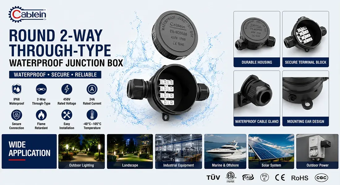 Round 2-Way Through-Type Waterproof Junction Box