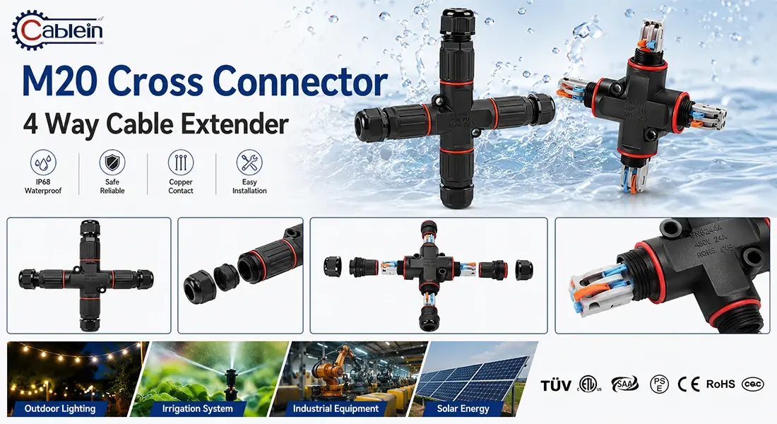 M20 Cross Connector 4 Way Cable Extender