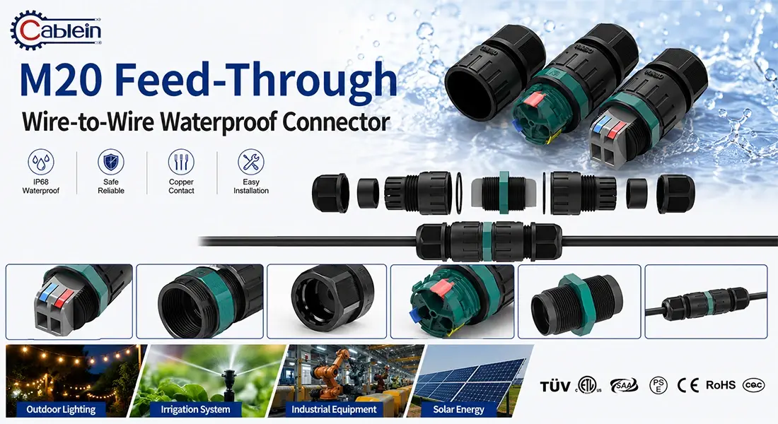 M20 Feed-Through Wire-to-Wire Waterproof Connector