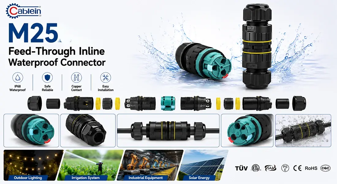M25 Feed-Through Inline Waterproof Connector