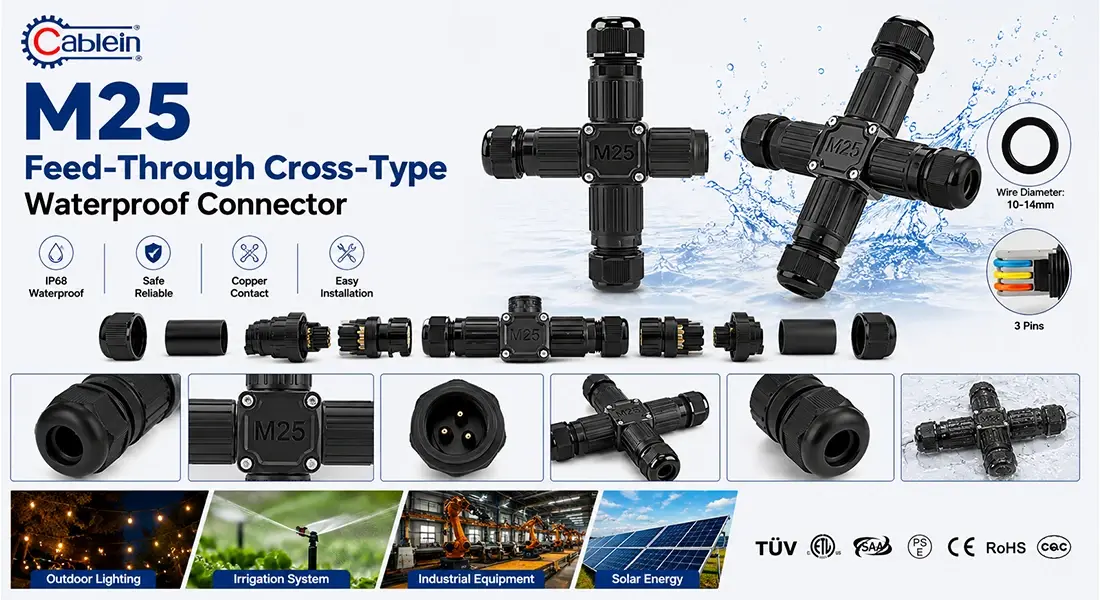 M25 Feed-Through Cross-Type Waterproof Connector M25 Feed-Through Cross-Type Waterproof Connector