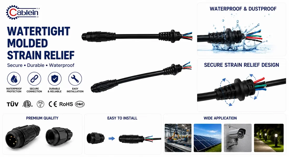 Watertight molded strain relief