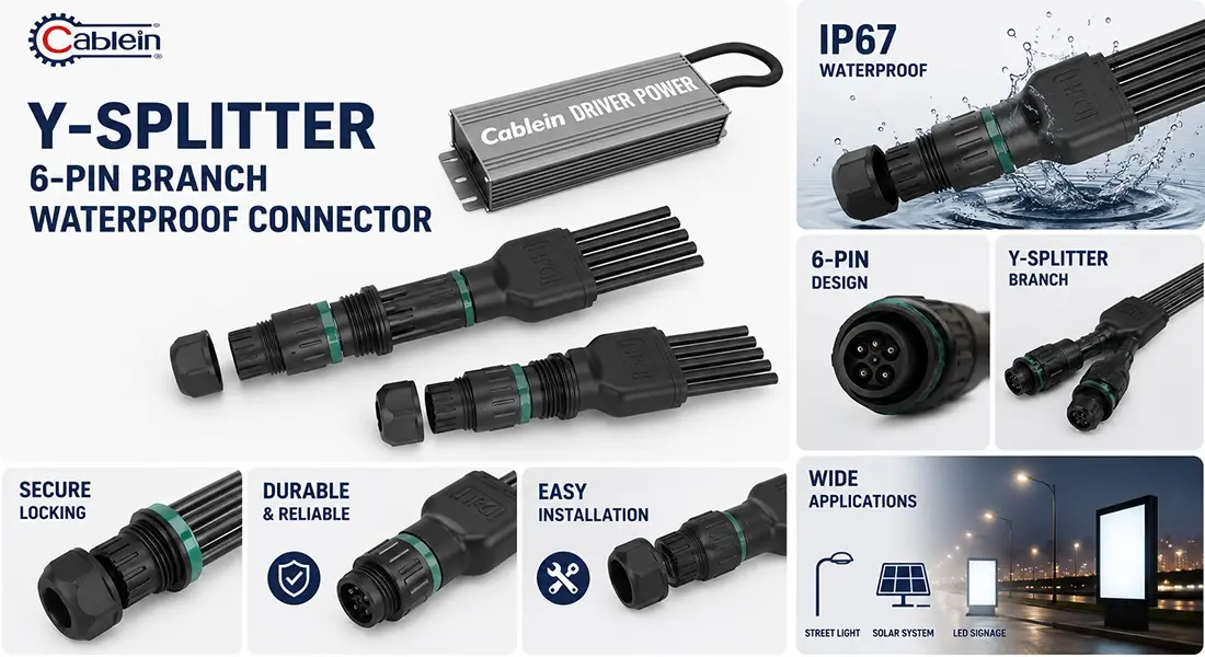 Y-Splitter 6-Pin Branch Waterproof Connector