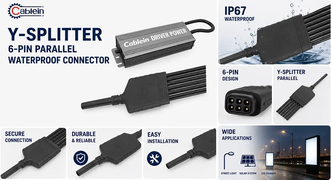 Y-Splitter 6-Pin Parallel Waterproof Connector Y-Splitter 6-Pin Parallel Waterproof Connector
