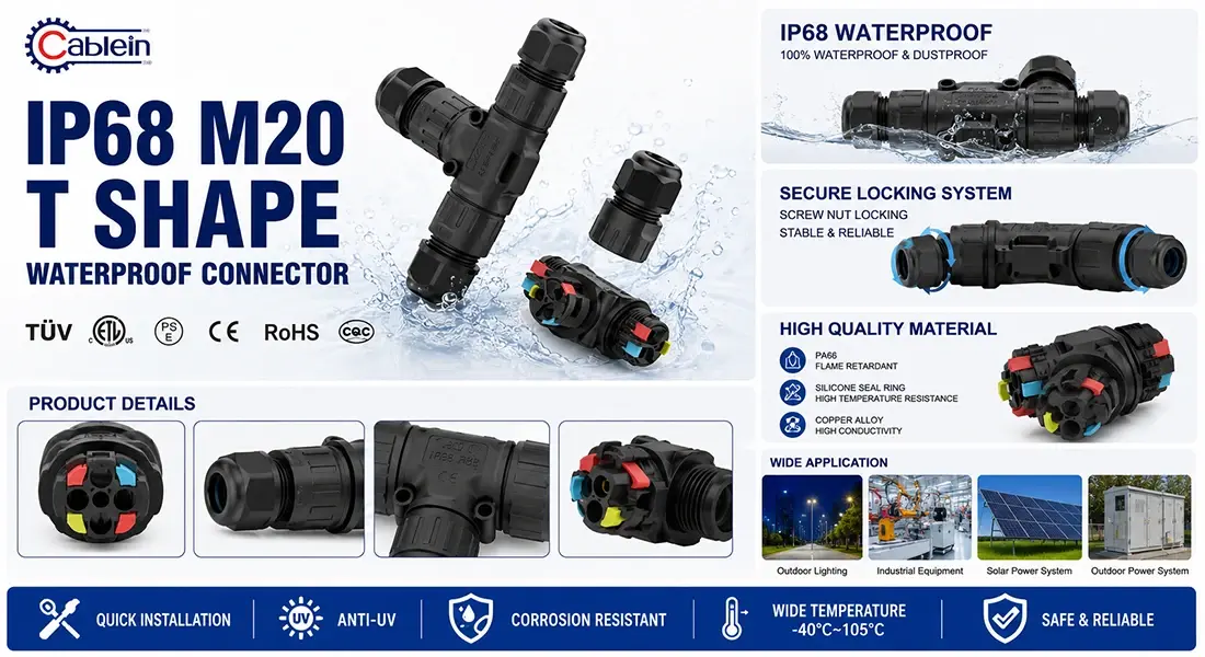 IP68 M20 T Shape Waterproof Connector IP68 M20 T Shape Waterproof Connector