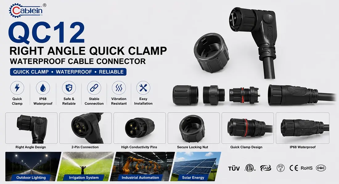 QC12 Right Angle Quick Clamp Waterproof Cable Connector QC12 Right Angle Quick Clamp Waterproof Cable Connector