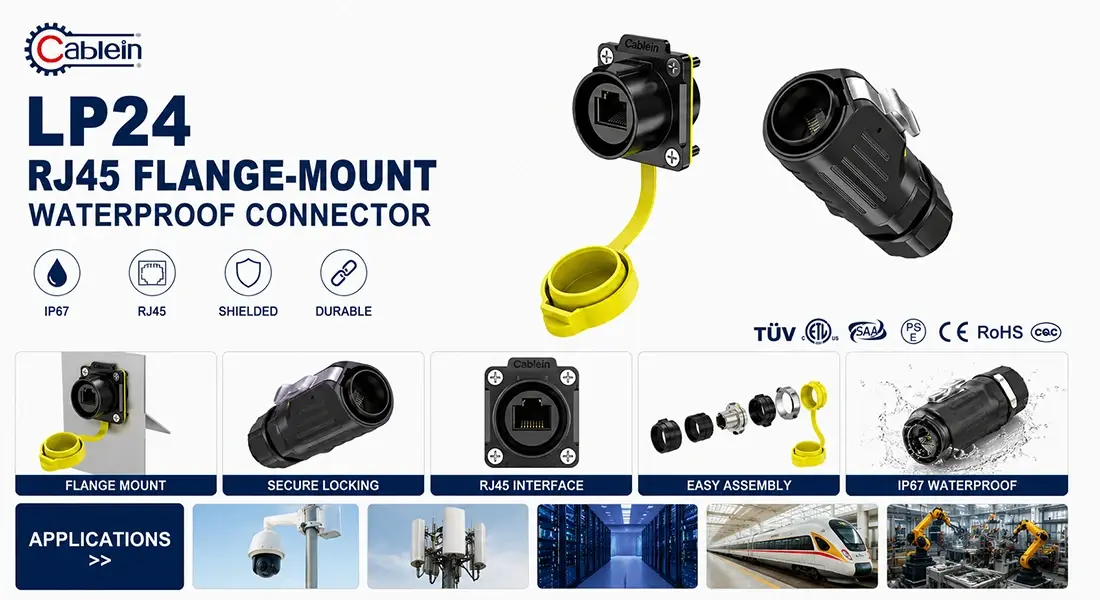 LP24 RJ45 Flange-Mount Waterproof Connector