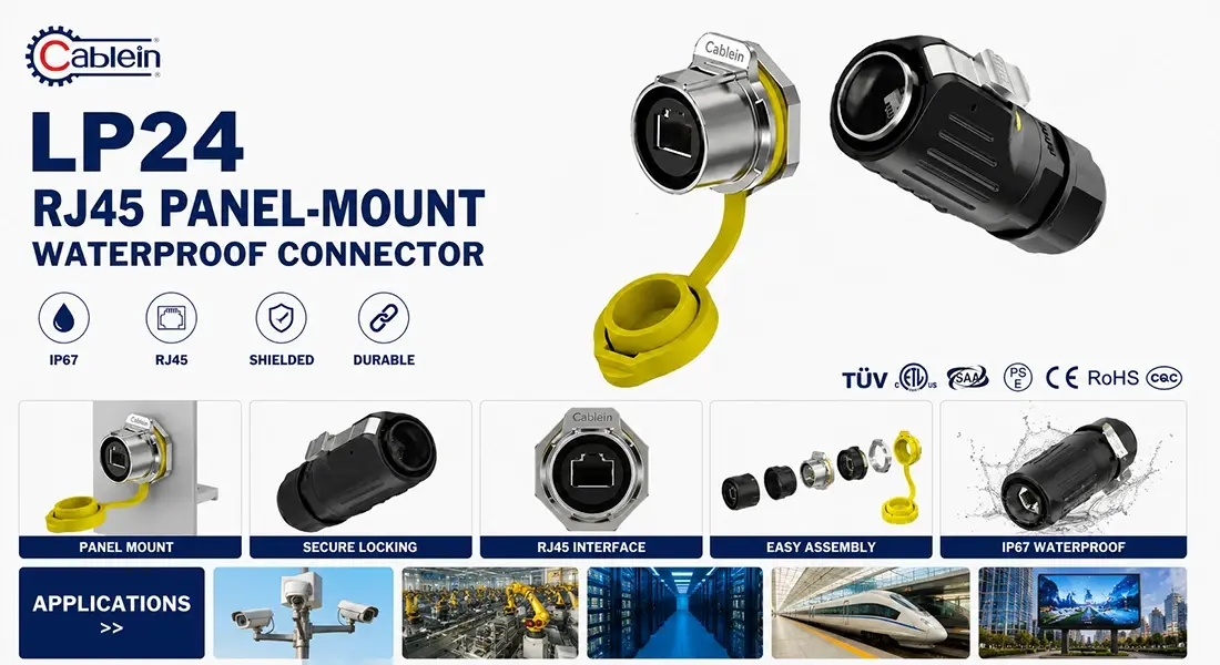 LP24 RJ45 Panel-Mount Waterproof Connector