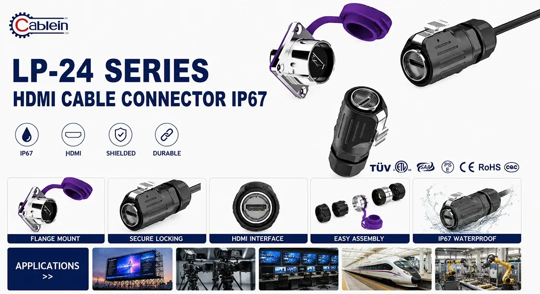 LP-24 Series HDMI Cable Connector IP67