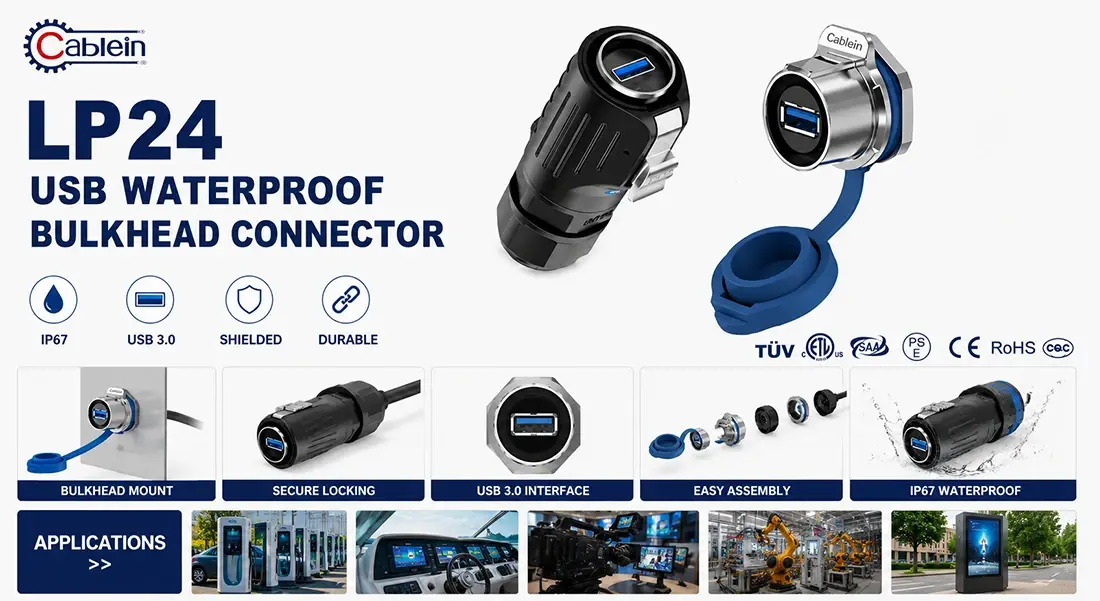 LP24 USB Waterproof Bulkhead Connector