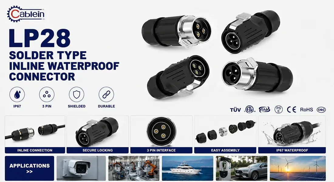 LP28 Solder Type Inline Waterproof Connector LP28 Solder Type Inline Waterproof Connector