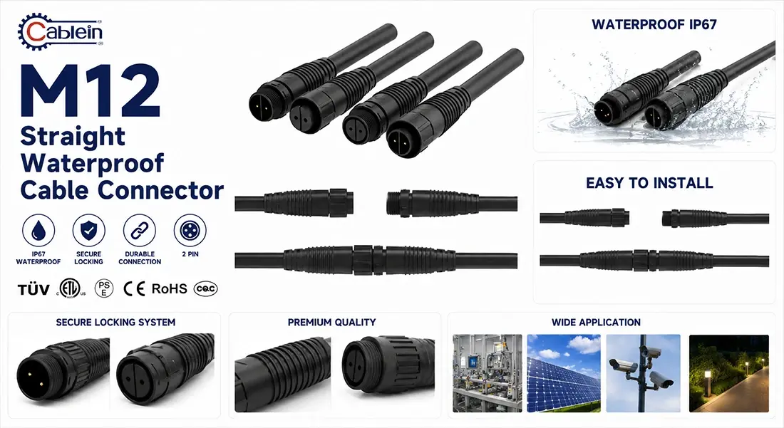 M12 Straight Waterproof Cable Connector M12 Straight Waterproof Cable Connector