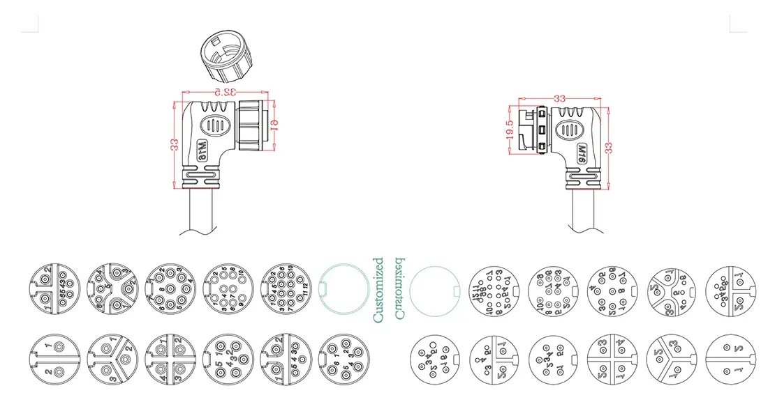 M16 Right Angle Field Wireable Connectors M16 Right Angle Field Wireable Connectors
