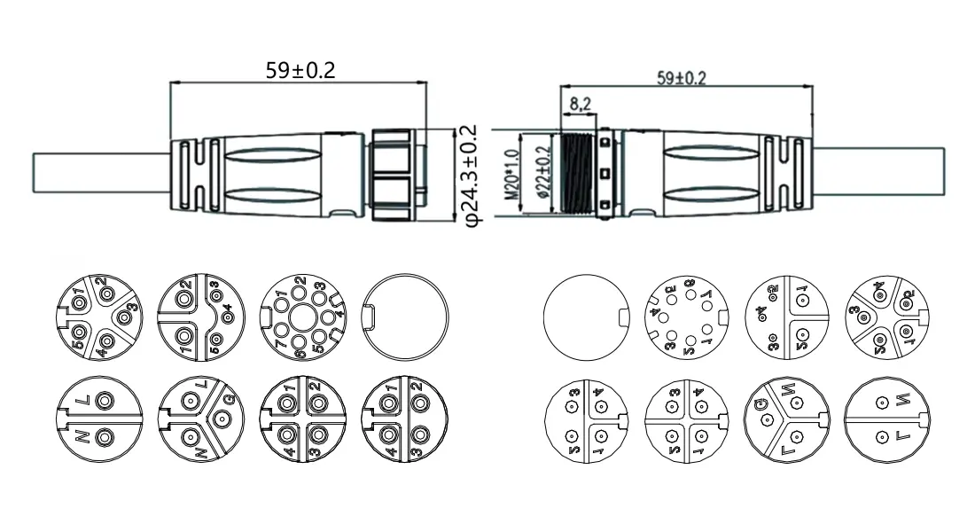 M20 Inline Waterproof Connector M20 Inline Waterproof Connector