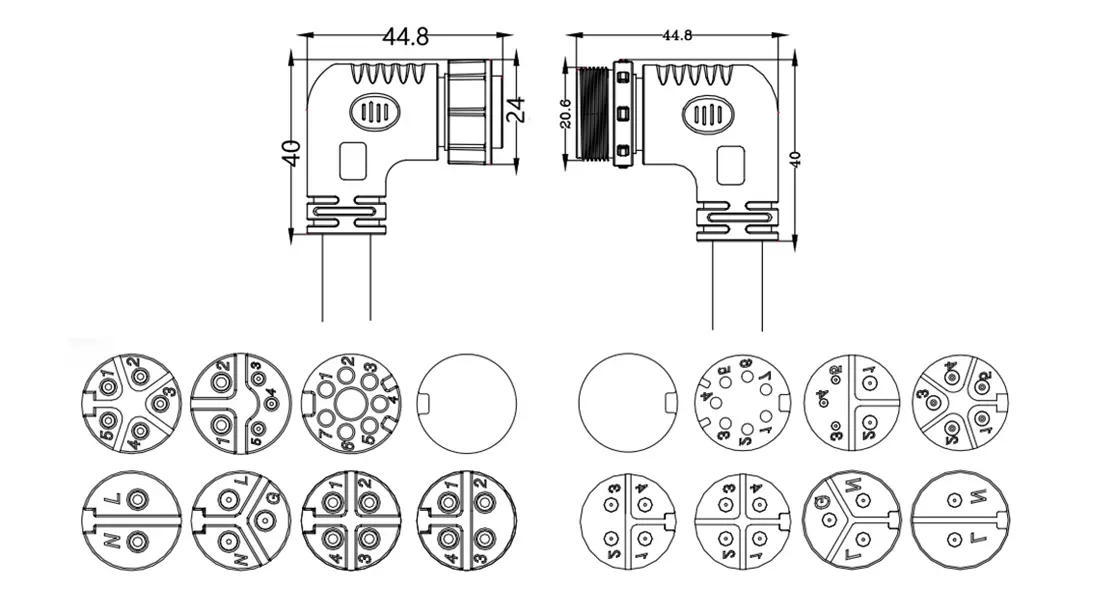 M20 Right Angle Waterproof Cable Connector