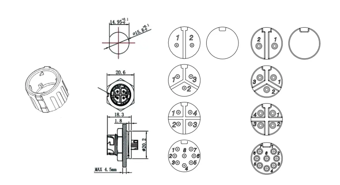 P16 Panel Mount Waterproof Connector P16 Panel Mount Waterproof Connector