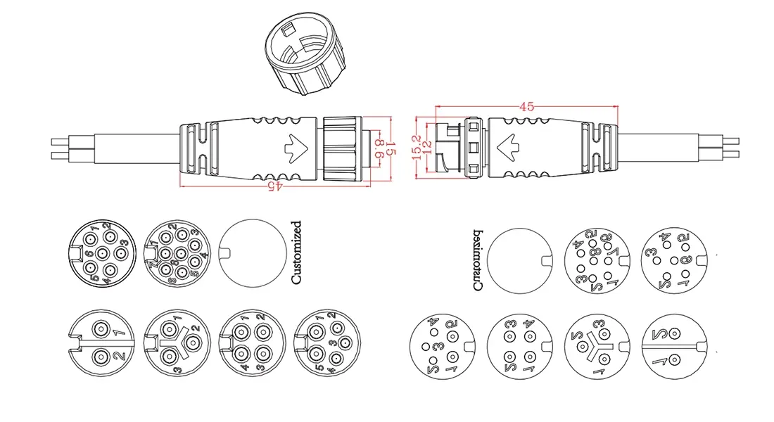 QC12 Straight Quick Clamp Waterproof Cable Connector QC12 Straight Quick Clamp Waterproof Cable Connector