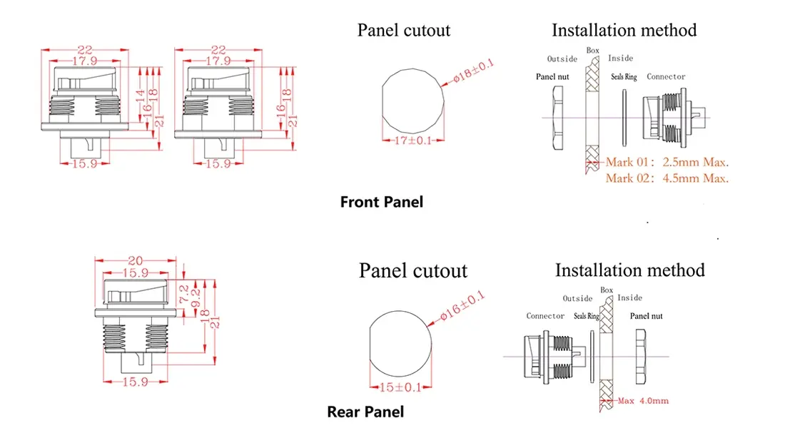 QC16 Panel Waterproof Connector QC16 Panel Waterproof Connector