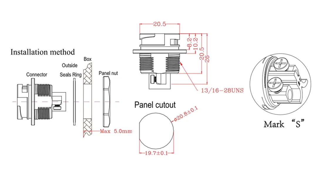 QC20 Quick Clamp Panel Mount Waterproof Connector QC20 Quick Clamp Panel Mount Waterproof Connector