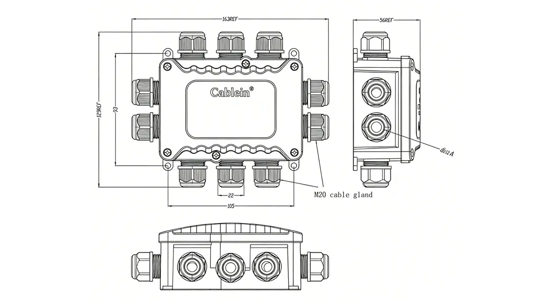 Square 10-Way Inline Waterproof Junction Box