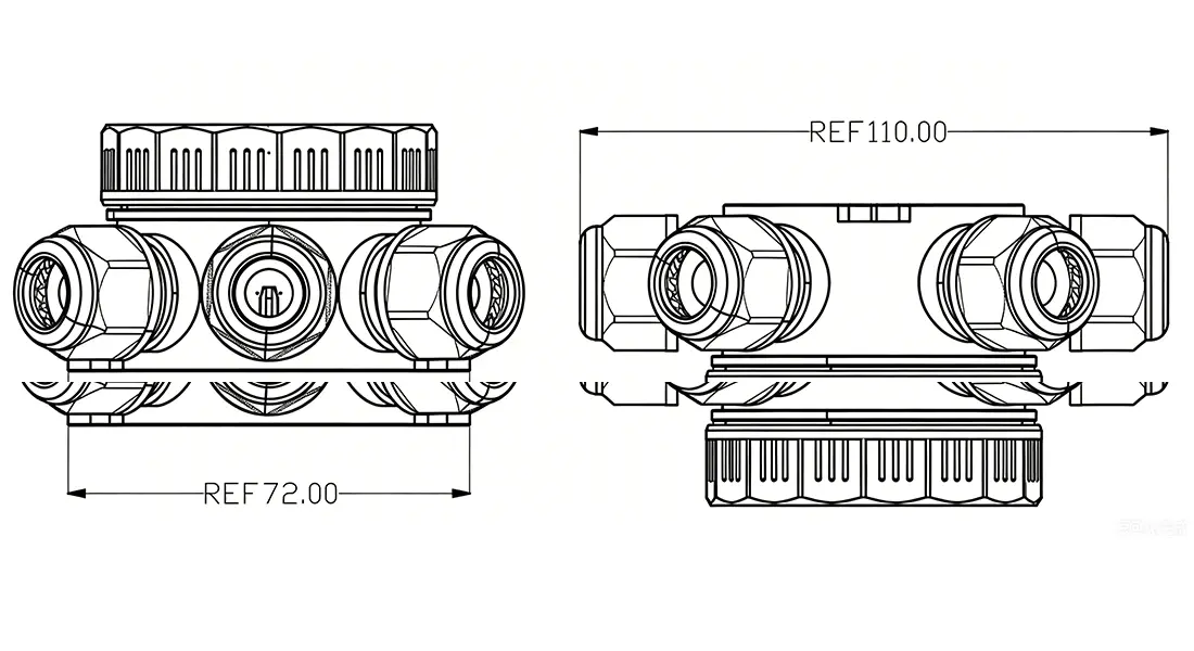 Round 2-Way Through-Type Waterproof Junction Box Round 2-Way Through-Type Waterproof Junction Box
