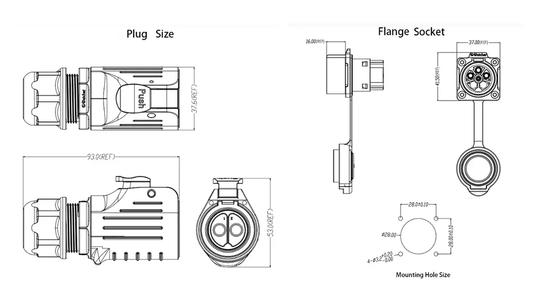 LP28 Solder Type Flange-Mount Waterproof Connector