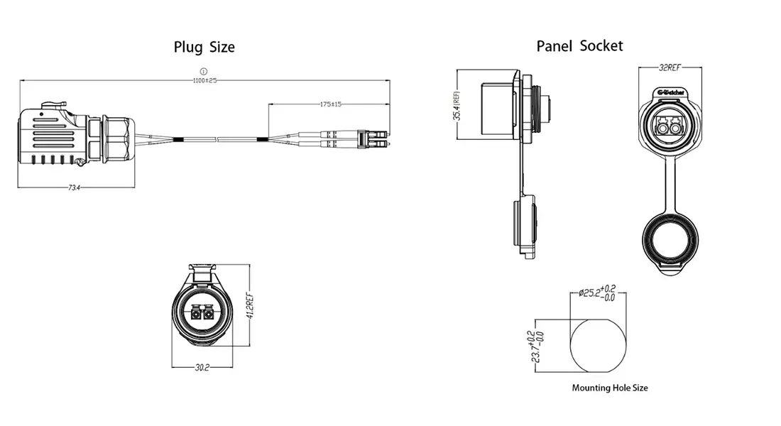 LP24 Fiber Optic Waterproof Connector LP24 Fiber Optic Waterproof Connector