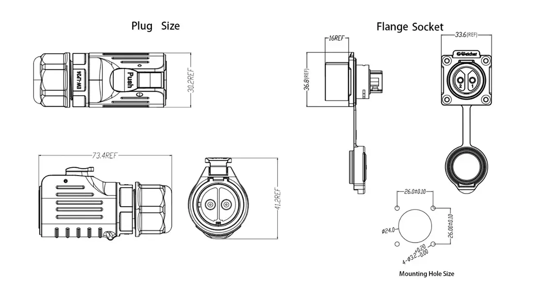 LP24 Solder Type Flange-Mount Waterproof Connector LP24 Solder Type Flange-Mount Waterproof Connector