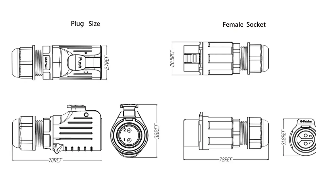 LP20 Solder Type Wire-to-Wire Waterproof Connector LP20 Solder Type Wire-to-Wire Waterproof Connector