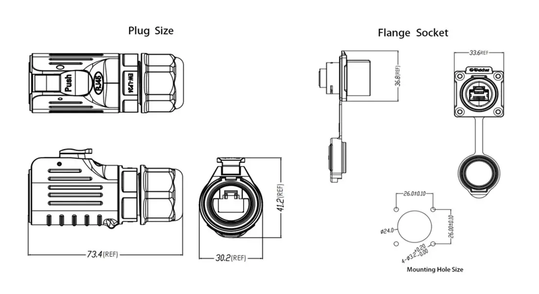 LP16 RJ45 Wire-to-Wire Waterproof Connector LP16 RJ45 Wire-to-Wire Waterproof Connector
