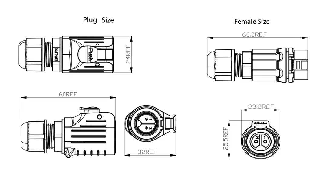 LP16 Inline Cable Connector LP16 Inline Cable Connector