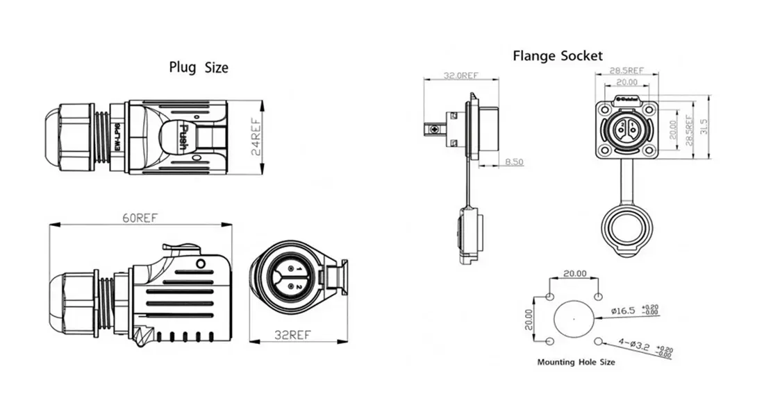 LP16 Flange Mount Connector