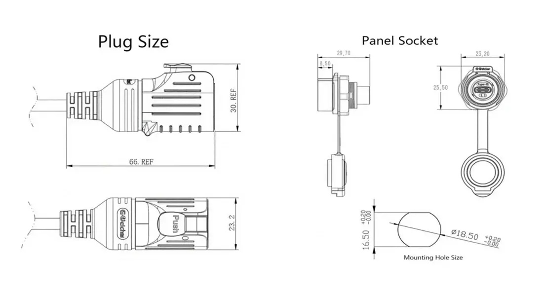 LP16 USB Type-C Waterproof Connector