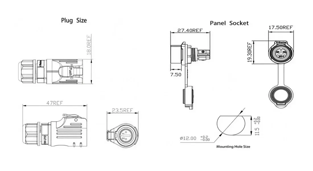 LP12 Panel Mount Connector